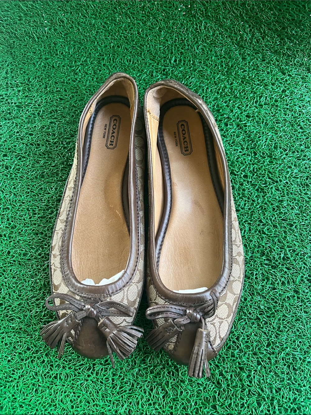 Coach Signature Canvas Ballet Flats in Brown with Tassels